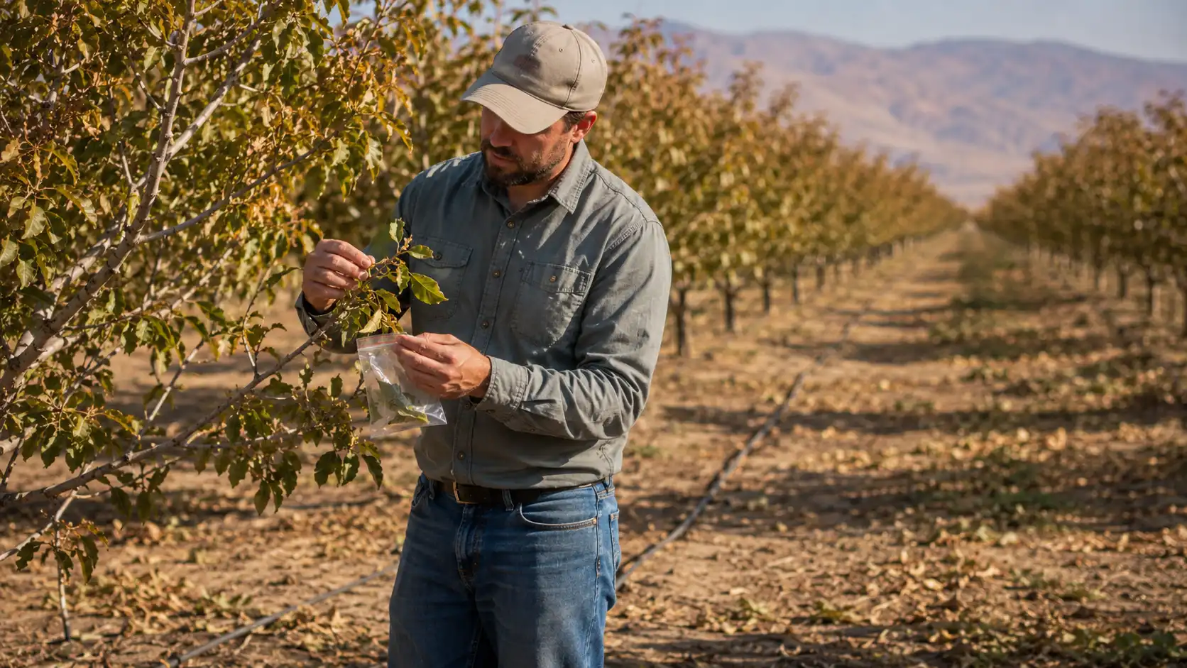 Collecting pistachio leaf samples for post-harvest nutrient diagnosis